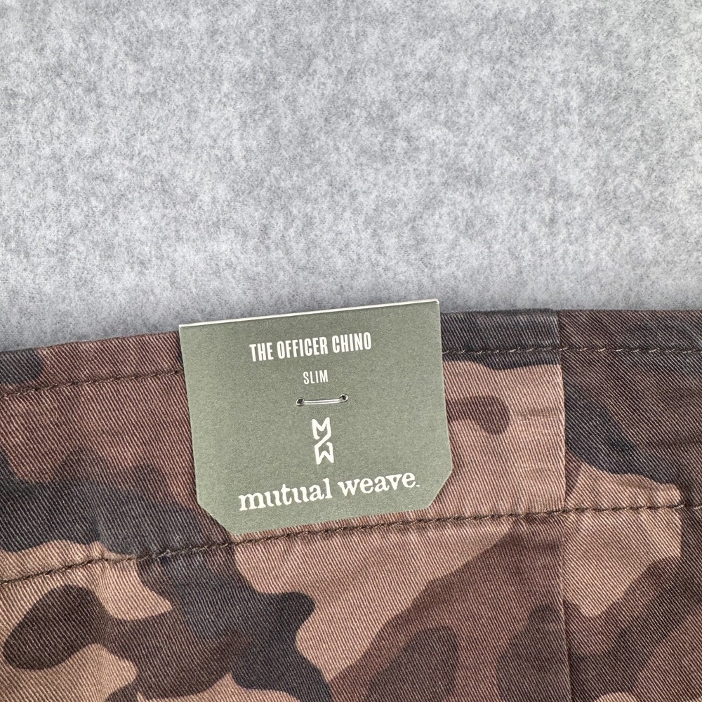 Mutual Weave Pants Mens 32x30 Brown Camo Slim Fit Officer Chino Stretch NEW - Picture 7 of 10